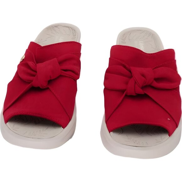 LifeStride Smile Red Wedge Slide Sandals Bow Top Comfort Slip-On US 8.5M EU 39 - Picture 5 of 6
